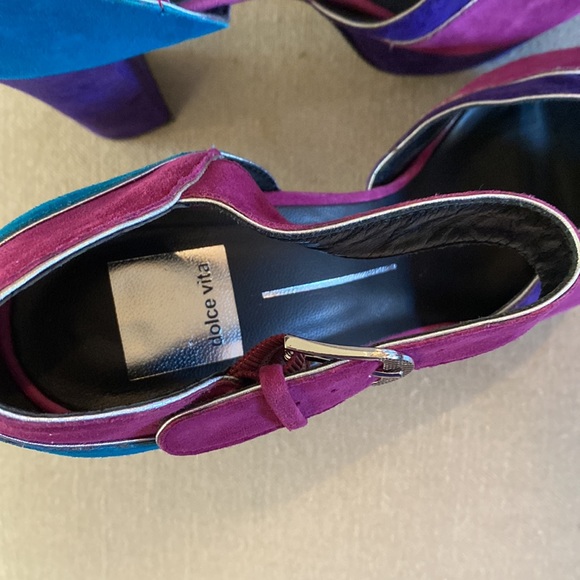 Dolce Vita Purple and Teal Platform Heels - Picture 6 of 13